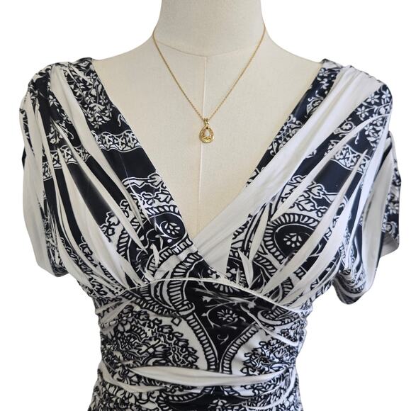 Contempo Womens Vintage 90s Boho Babydoll Side Ruched Paisley Going Out Top M - Picture 4 of 9